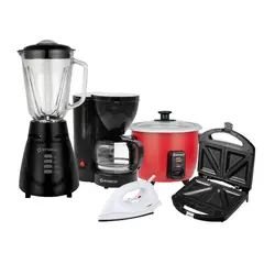 Imaco - Penta-combo licuadora + olla + cafetera + plancha