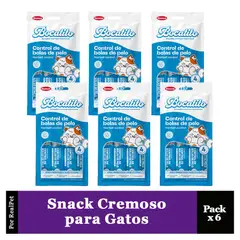 GENERICO - Pack x6 Snack Cremoso Gato Bocatito Control Bola de Pelos