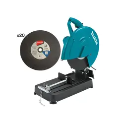 MAKITA - TRONZADORA DE METAL 14" 2200W 3800 RPM LW1401+ 20 UND DISCOS DE CORTE 14" X 3MM X 1" PARA METAL B-10730-5 (X4) -