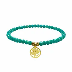 GENERICO - Pulsera Trébol de la Suerte Mujer Acero Inoxidable Ajustable Verde