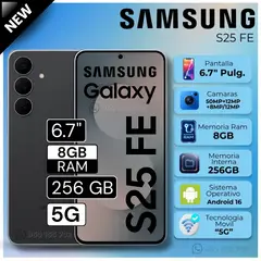 SAMSUNG - Celular Galaxy S25 FE 5G 6.7" Pulg. 8GB RAM 256GB Android 16 - Negro