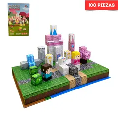 GENERICO - Bloques Magnéticos Minecraft Pink Castle 100 piezas
