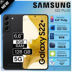SAMSUNG - Celular Galaxy S22 Plus 5G 6.6" Pulg. 8GB RAM 128GB Android 12 - Negro