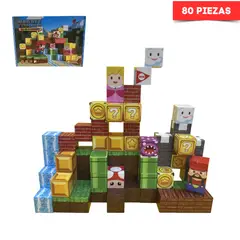 GENERICO - Bloques Magnéticos Minecraft Mario Bross Brave Adventurer 80 piezas