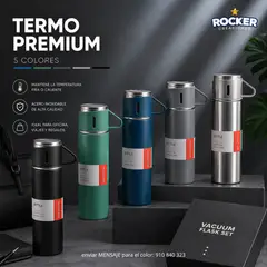 GENERAL - TERMO PORTÁTIL 500 ML IDEAL PARA AGUA CALIENTE O FRÍA + 3 TAZAS INCLUIDAS