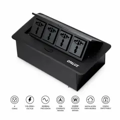 OPALUX - Tomacorriente para Mueble 4 Tomas Negro OP-UTS4BK