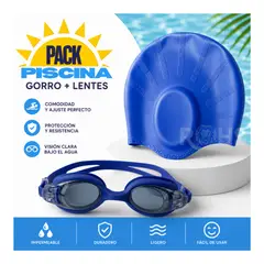 ROHS - Kit De Natación Gorro Y Lentes Azul De Piscina Unisex Ajustable