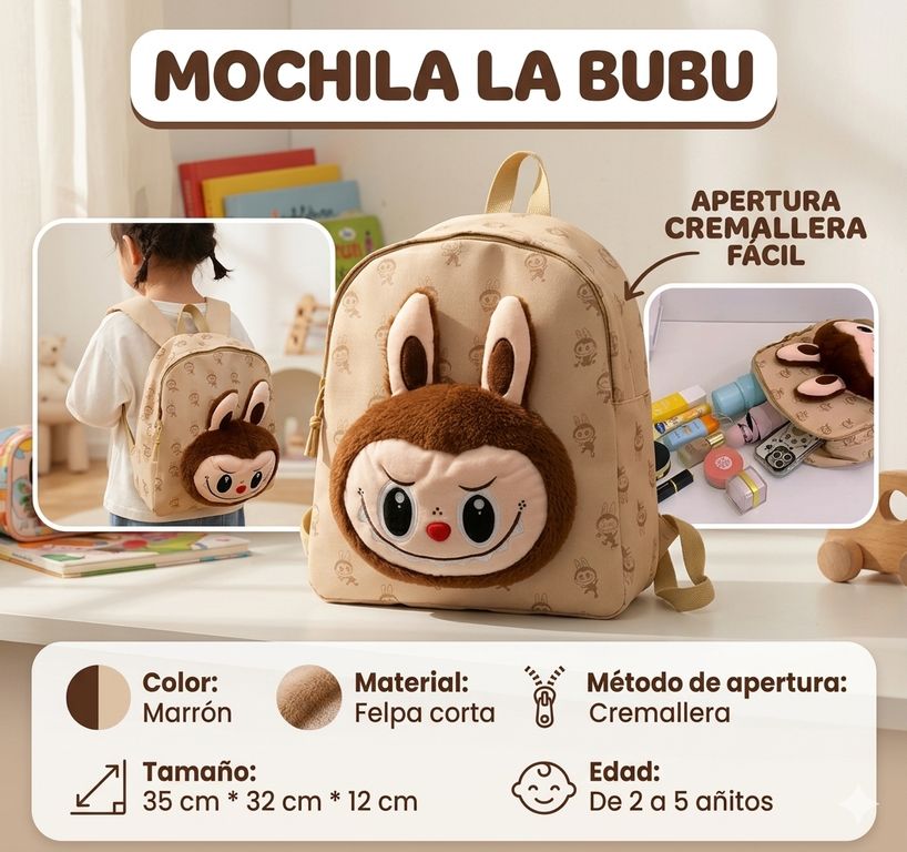 Bolso o Mochila La bubu de peluche Marron