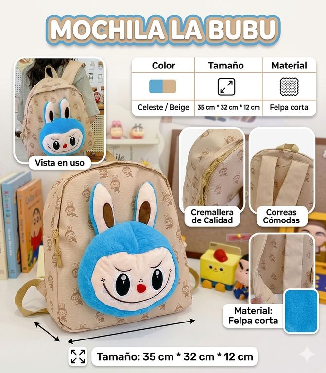 Bolso o Mochila de peluche Labu bu cesleste