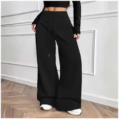 ROSUE - Buzo Pantalón de Franela Mujer Pretina Ancha