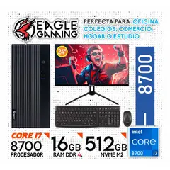 INTEL - Computadora PC Core i7 8700 RAM 16GB SSD 512GB Monitor 24 FHD.