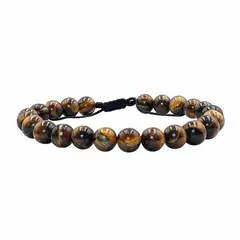 GENERICO - Pulsera Ojo de Tigre Hombre Ajustable Piedra Natural Protección