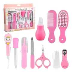 GENERICO - Kit de Cuidado para Bebé 10 Piezas Cepillo Peine Cortauñas Aspirador Nasal Set Infantil
