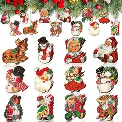 TIOZONEY - 36 adornos de Navidad vintage de madera