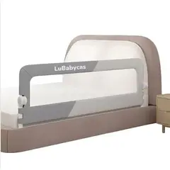 EVERSO - Baranda De Cama 180cm Seguridad Para Bebé Abatible Ajustable Gris