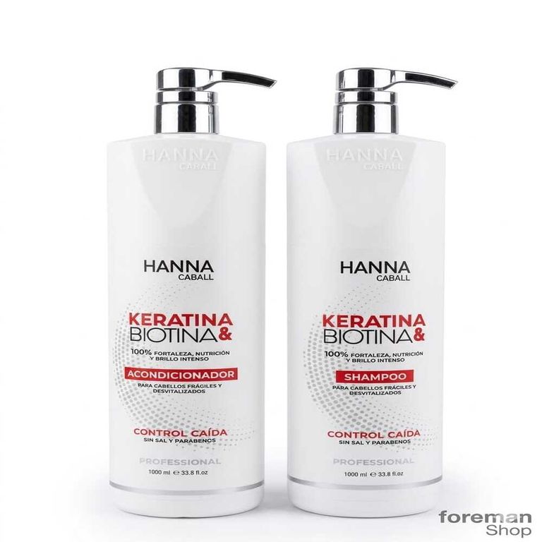 Kit Hanna Caball Keratina & Biotina Shampoo y Acondicionador