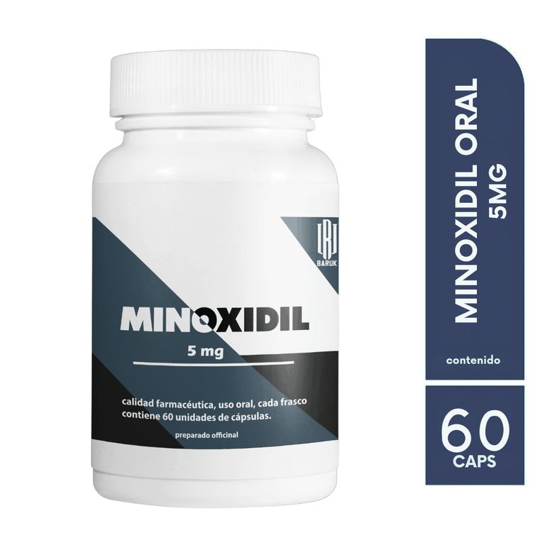 Minoxidil Oral 5mg 60 Caps Baruk - Terapia de Regeneración Folicular y Anticaida