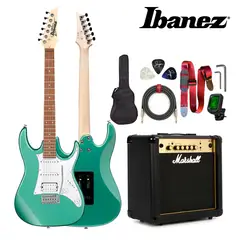 IBANEZ - Pack Completo de Guitarra Eléctrica Stratocaster GRX40 Verde y Amplificador Marshall MG15
