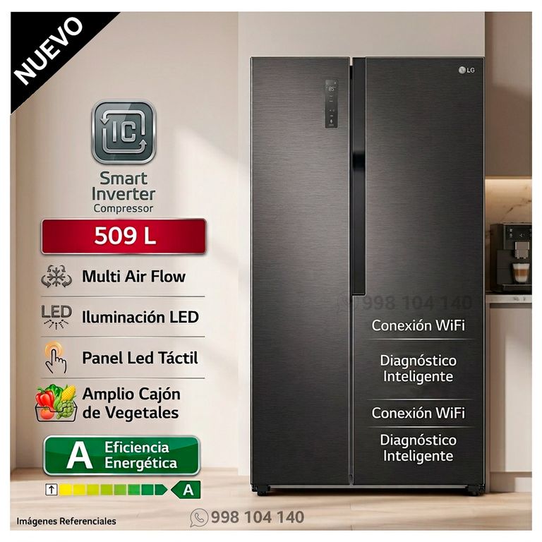 Refrigeradora 509L Side By Side GS51MPD Multi Air Flow - Modelo Nuevo
