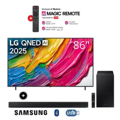 LG - Televisor 86" QNED Smart TV 4k ThinQ AI 86QNED80ASA + Soundbar HW-B450F