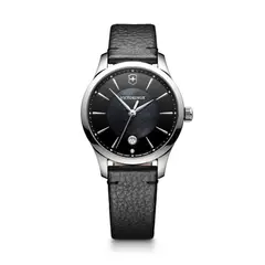 Victorinox - Reloj Alliance Small, correa de cuero negra, dial negro,