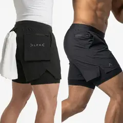 ALPHA FIT - Pack de 2 Shorts deportivos Hombre - Short gym - Ropa deportiva hombre