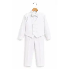 GENERICO - Terno blanco para niño pantalón, chaleco y corbata