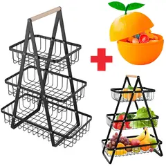 GENERICO - Cesta verdulero de 3 niveles acero inoxidable + 1 decorativo