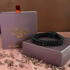 CLEO JOYAS & ACCESORIOS - Pulsera Axis Negro Acero Hombre