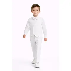 BUKI - CONJUNTO BLANCO TRAJE FORMAL PANTALÓN CHALECO Y CORBATA