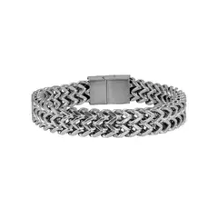 CLEO JOYAS & ACCESORIOS - Pulsera Axis Plateado Acero Hombre