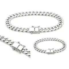 GENERICO - Pulsera Cubana de Plata 925 para Hombre – Eslabón Clásico Premium