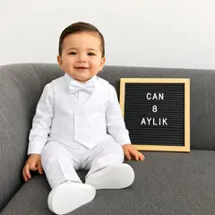GENERICO - Conjunto Bautizo blanco Traje formal pantalón, chaleco y corbata