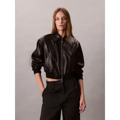CALVIN KLEIN - CASACA A-CROPPED CRINKLE FAUX LEATHER CK