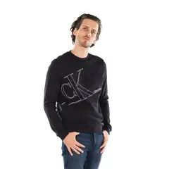 CALVIN KLEIN - SWEATSHIRT LS LINEAR MONOGRAM GRAPHIC CR CK