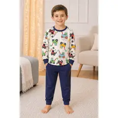 GENERICO - Pijama de Algodon para Niño de Camiones Construccion - Manga Larga Conjunto Completo Infantil