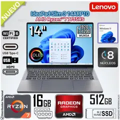 LENOVO - Laptop Notebook IDEAPAD SLIM 3 14ARP10 AMD Ryzen™ 7 7735HS 16GB RAM 512GB SSD - 83K6005BLM
