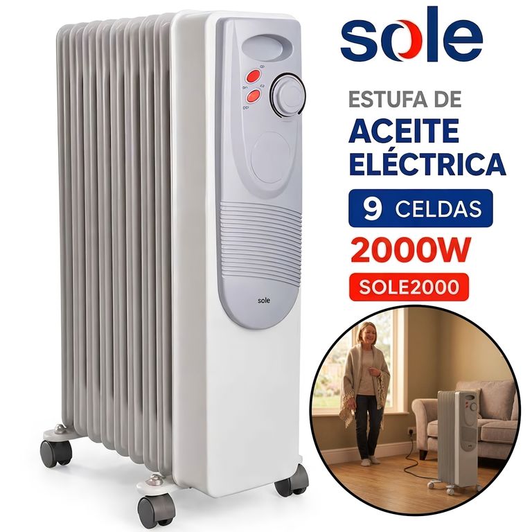 Estufa de Aceite Eléctrica 9 celdas 2000W SOLE2000