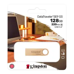 KINGSTON - Memoria USB DataTraveler SE9 G3 128GB USB 3.2 Gen 1 Dorado Hasta 220MB/s