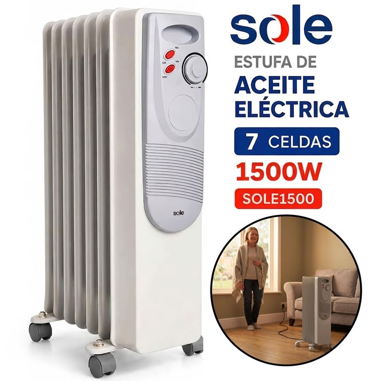 Estufa de Aceite Eléctrica 7 celdas 1500W SOLE1500