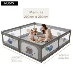 GENERICO - Corral Cerco para Bebes 200cmx200cm Gris