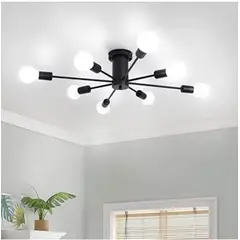 CEMLIGHTING - Lámpara de techo satélite negro 8 sockets