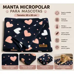 GENERICO - Manta Micropolar para Perros y Gatos – 95 x 85 cm