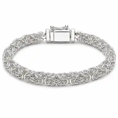 GENERICO - Pulsera de Plata 925 Tejido Bizantino con Broche Cajón de Plata