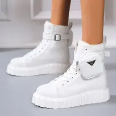 TIOZONEY - Bota Para Mujer Blanco