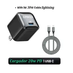 Anker - Cargador Nano Charger 20W USB-C A2637J16 mas Cable lightning