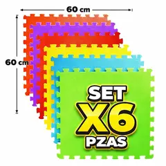 GENERICO - PISO DE GOMA EVA 60CM X 60CM - SET X6 PIEZAS