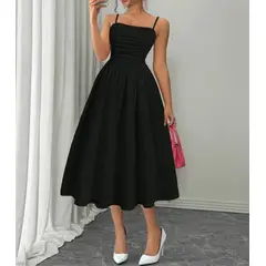 ARELYS - Vestido Largo Mujer Elegante Negro Talla S