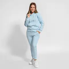 ONHUL - Conjunto buzo polera y jogger afranelado celeste para mujer