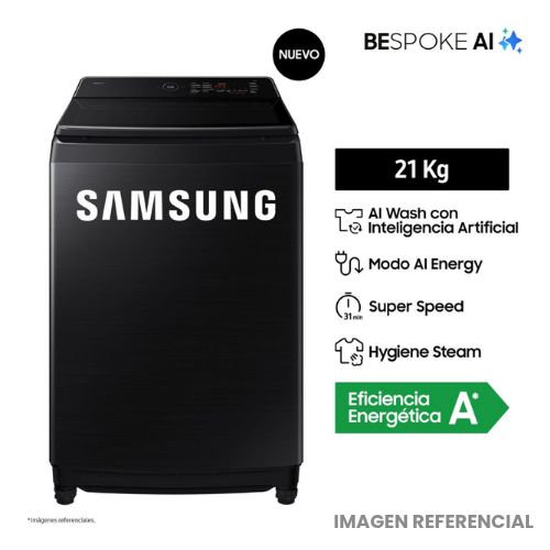 Lavadora Automática Carga Superior AI Wash EcoBubble 21kg Negra WA80F21B9BPE
